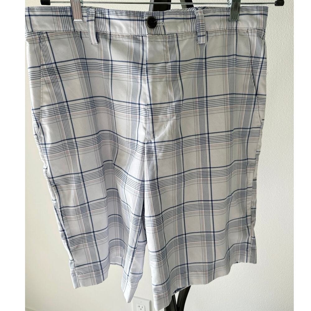 IZOD Performance X Golf Shorts Mens Size 34 Blue White Plaid Preppy Dad Casual